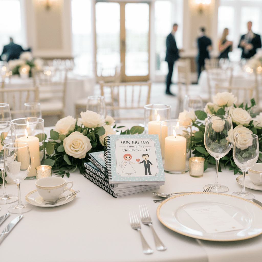 A personalized coloring book as a wedding keepsake